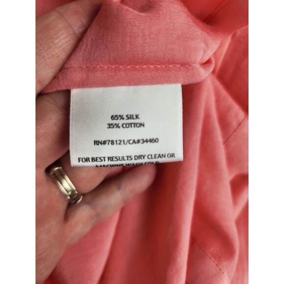 Eileen Fisher Womens XL Pink/Salmon Silk Cardigan shoulder pads Hood Athleisure - Picture 6 of 12
